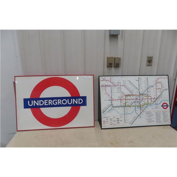 Two FramedUnderground/Subway Signs, 35" x 24 1/2"