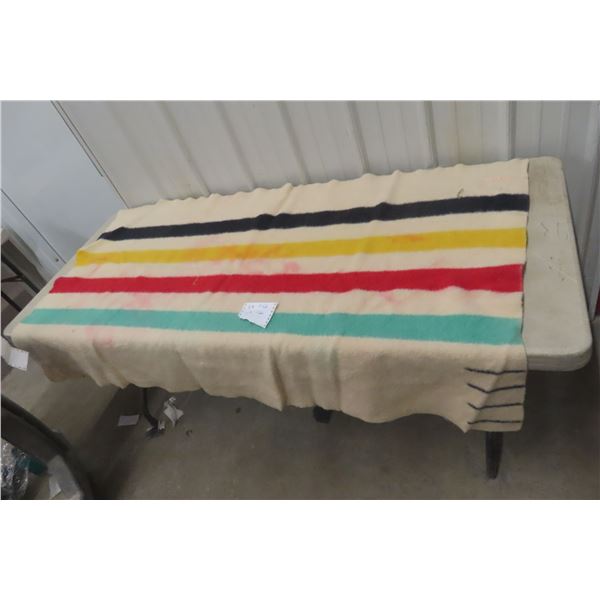Wool Blanket With Four Stripes, 64" x 40"