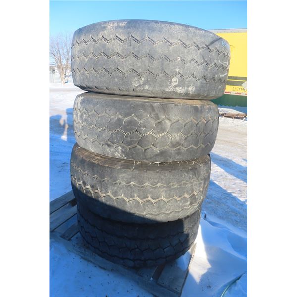 Four Tires w/ Rims, 385/65R22.5