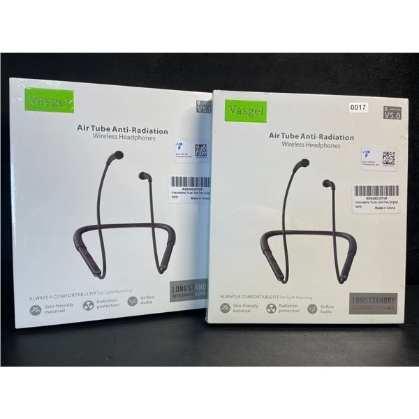 Lot of 2 Wireless Bluetooth 5.0 Sport Headphones; Wrap-Around Neckband Design - New Sealed