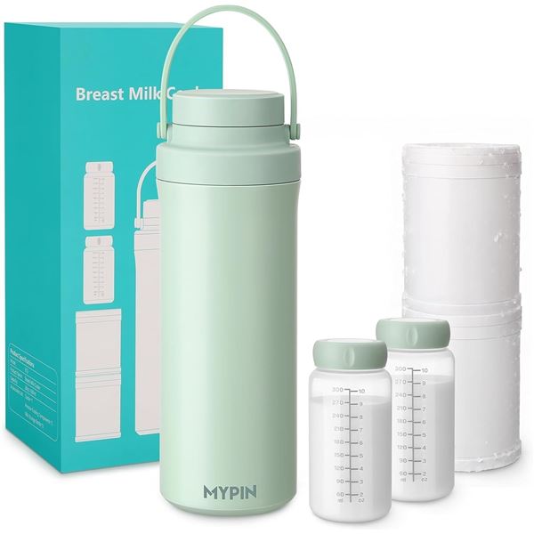 1 Portable Breast Milk Cooler (20oz) with 2 Milk Storage Bottles - Brand New SEALED!