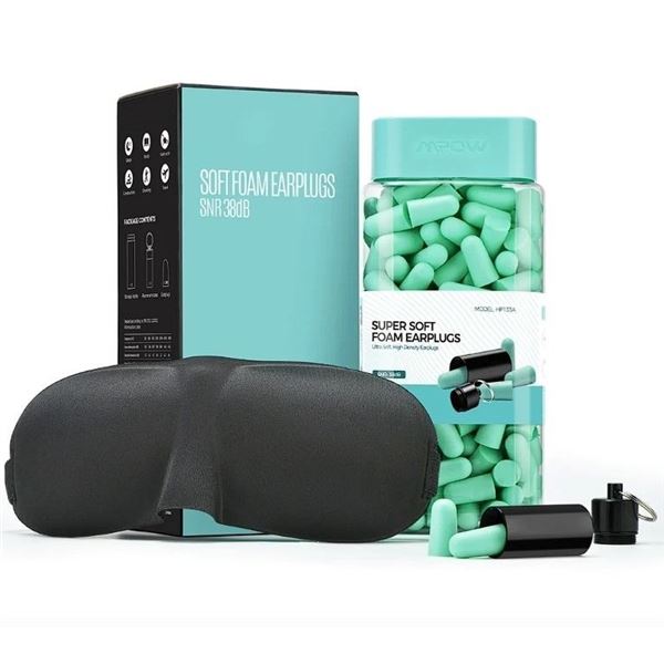 MPOW 100 Pairs Soft Foam Earplugs - SNR 38dB (Model: HP133A) Great for Travel/Work/Sleep - New