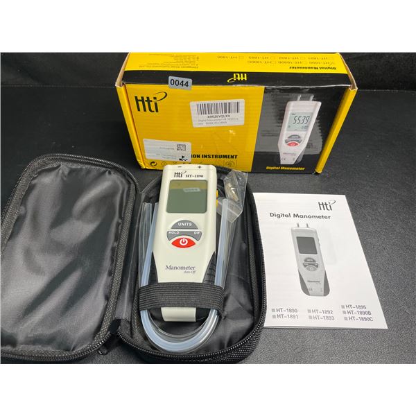 HT-1890 Digital Manometer - Dual Port Air Pressure Meter for HVAC Ventilation & Gas Systems - New
