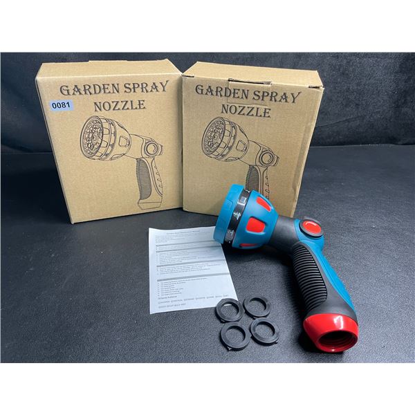 Lot of 2 Heavy-Duty Garden Hose Spray Nozzles - 10 Spray Patterns - New