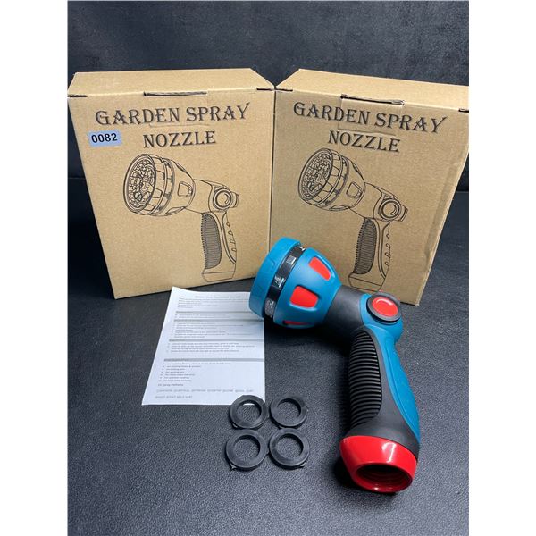 Lot of 2 Heavy-Duty Garden Hose Spray Nozzles - 10 Spray Patterns - New