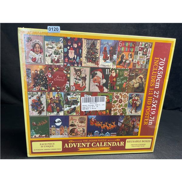 1 Jigsaw Puzzle 25-Day Advent Calendar - Each Piece is Unique - 27.5" x 19.7" Size - New