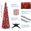 Image 2 : 5FT Tall Collapsible Pop-Up Artificial Christmas Tinsel Tree with Lights & Stand - Pink - New!