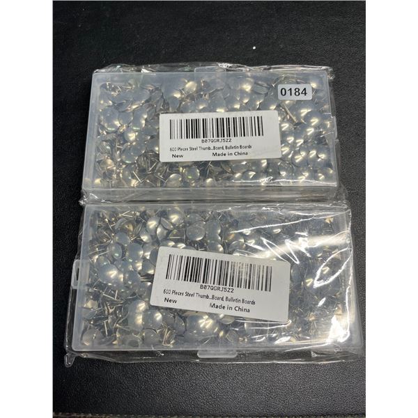 2 Packs of Heavy Duty Steel Thumbtacks (600 Per Pack) - New