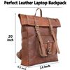 Image 2 : Anuent Roll-Top Leather Backpack/Vintage Brown Large Travel Business Bag - Brand New