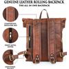 Image 4 : Anuent Roll-Top Leather Backpack/Vintage Brown Large Travel Business Bag - Brand New