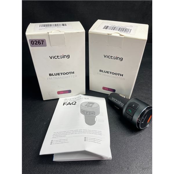 Lot of 2 Victsing Bluetooth FM Transmitters for Car - New