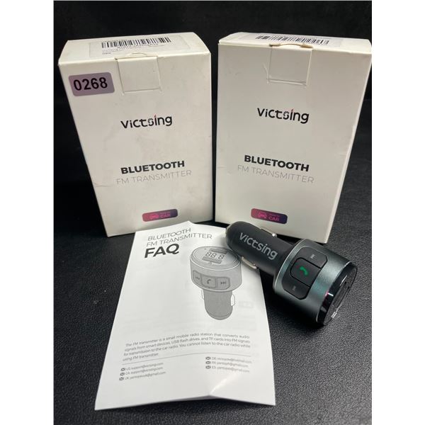 Lot of 2 Victsing Bluetooth FM Transmitters for Car - New