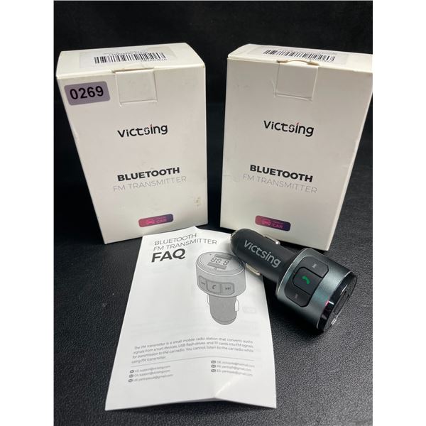Lot of 2 Victsing Bluetooth FM Transmitters for Car - New