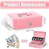 Image 6 : 1 Metal Cash Box/Money Lock Box with Key - Pink - Portable Money Box - New Sealed