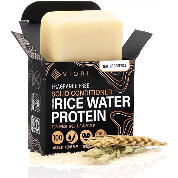 Lot of 2 Viori Native Essence Premium Hair Conditioner Bars with Rice Water - Unscented (72g) - New