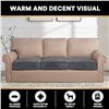 Image 4 : 3-Pack of Stretch Velvet Couch Cushion Covers for Individual Couch Cushions - Grey - New