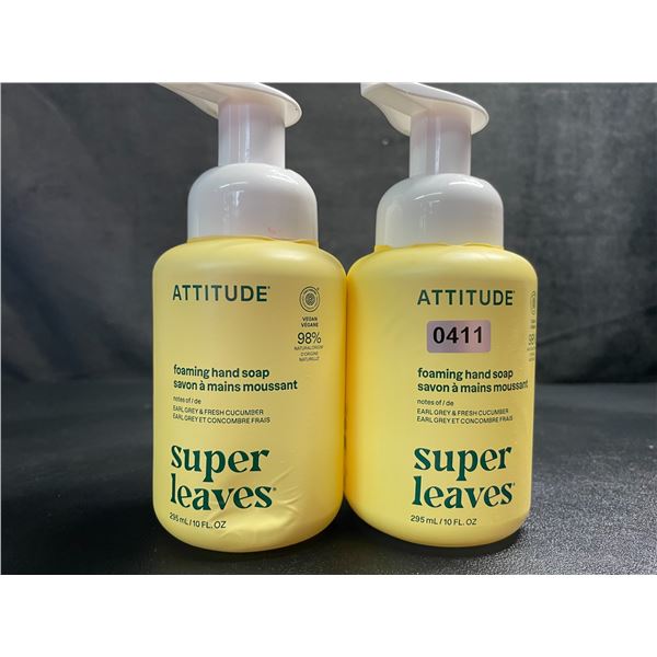 Lot of 2 ATTITUDE Super Leaves Foaming Hand Soap (295ml) Earl Grey & Fresh Cucumber - New