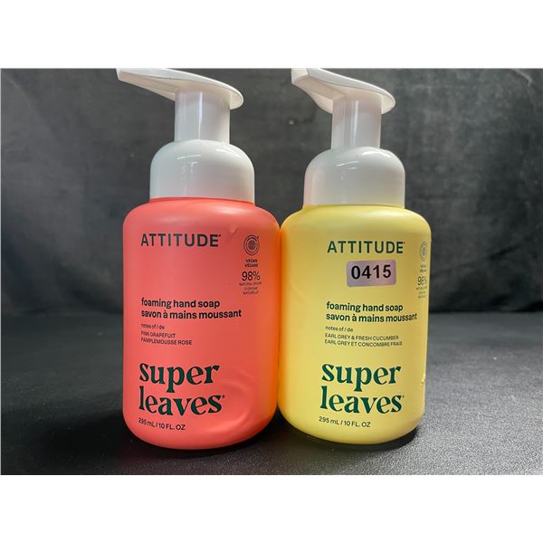 Lot of 2 ATTITUDE Super Leaves Foaming Hand Soap (295ml) Pink Grapefruit & Earl Grey/Cucumber - New