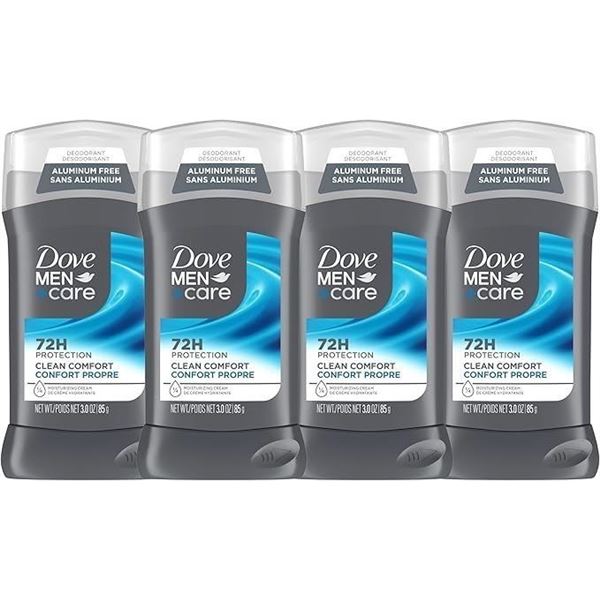 4-Pack of Dove Men+Care Deodorants; 72H Protection Clean Comfort (85g Each) Aluminum-Free - New!