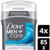 Image 5 : 4-Pack of Dove Men+Care Deodorants; 72H Protection Clean Comfort (85g Each) Aluminum-Free - New!