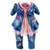 Image 1 : Autumn Baby Clothes 3PCS Set Long Sleeve Shirt Denim Jacket and Jeans Size 6-12months - New