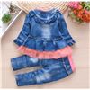 Image 3 : Autumn Baby Clothes 3PCS Set Long Sleeve Shirt Denim Jacket and Jeans Size 6-12months - New