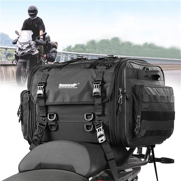 Rhinowalk MT4060 Motocrycle Travel Luggage Bag (60L) Expandable Motorcycle Tail Bag - NEW