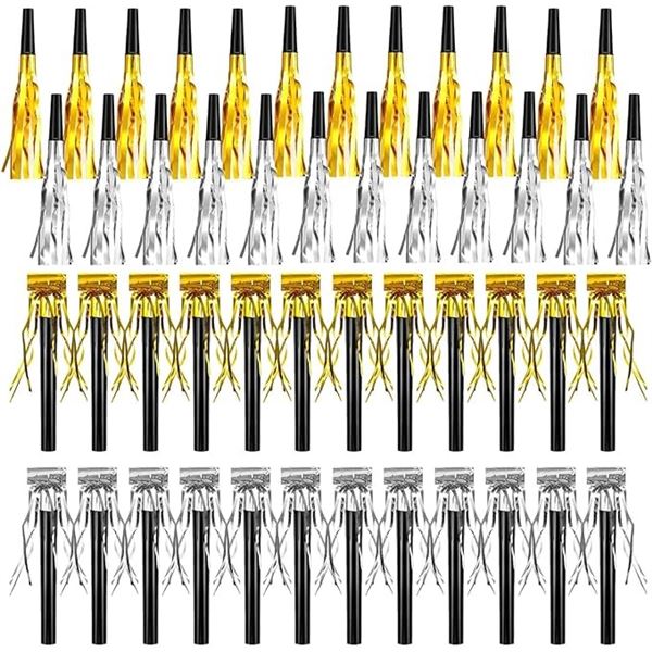 4 Packs (48PCS Each) Party Blowers/Metallic Fringed Noise Makers for New Years/Parties - New