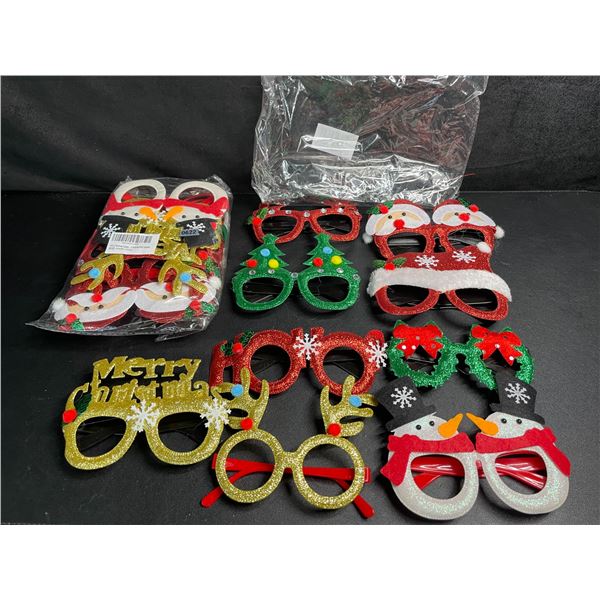 2 Packs (9 Each) Christmas Glasses/Holiday Party Glasses - Assorted Designs - New