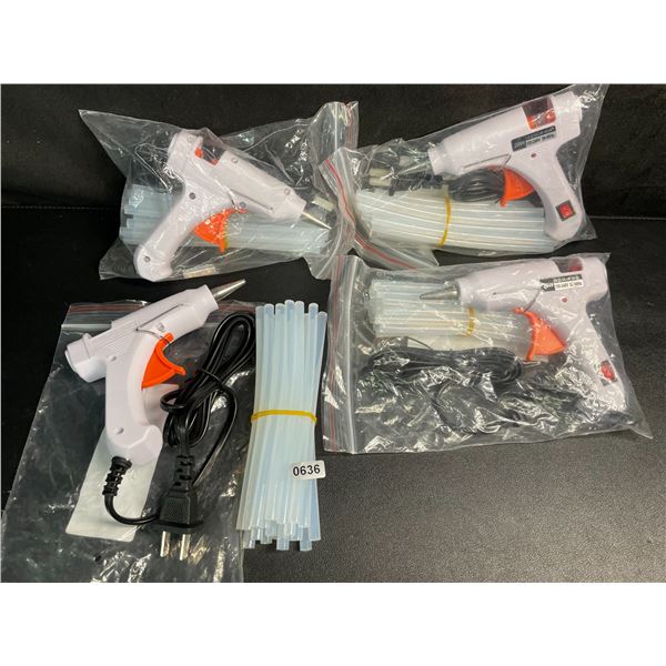 Lot of 4 Mini Hot Glue Guns (20W) with Glue Sticks - Multi-Purpose Glue Guns - New
