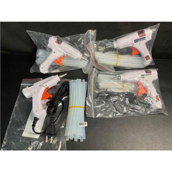 Lot of 4 Mini Hot Glue Guns (20W) with Glue Sticks - Multi-Purpose Glue Guns - New