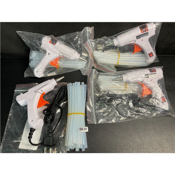 Lot of 4 Mini Hot Glue Guns (20W) with Glue Sticks - Multi-Purpose Glue Guns - New