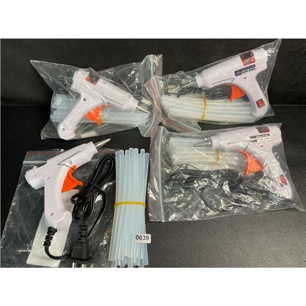 Lot of 4 Mini Hot Glue Guns (20W) with Glue Sticks - Multi-Purpose Glue Guns - New