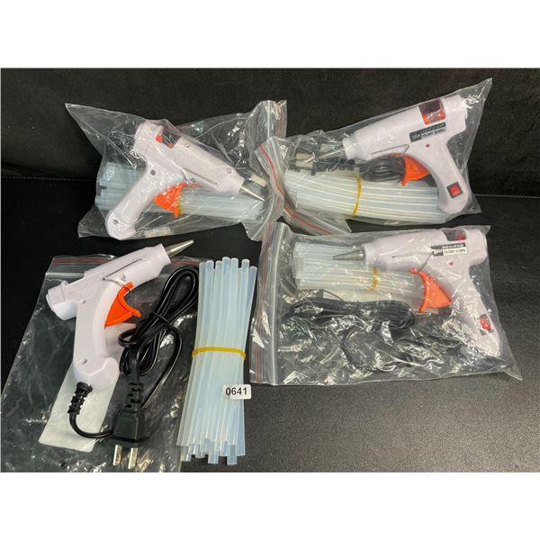 Lot of 4 Mini Hot Glue Guns (20W) with Glue Sticks - Multi-Purpose Glue Guns - New