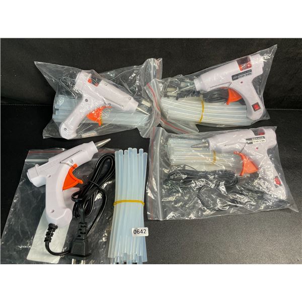 Lot of 4 Mini Hot Glue Guns (20W) with Glue Sticks - Multi-Purpose Glue Guns - New