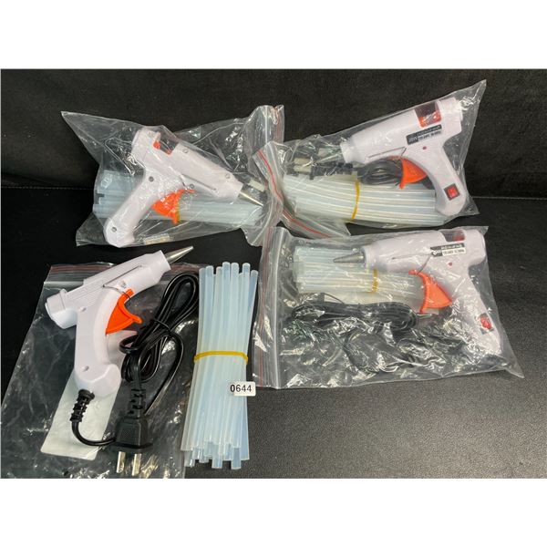 Lot of 4 Mini Hot Glue Guns (20W) with Glue Sticks - Multi-Purpose Glue Guns - New