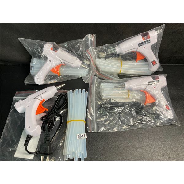 Lot of 4 Mini Hot Glue Guns (20W) with Glue Sticks - Multi-Purpose Glue Guns - New