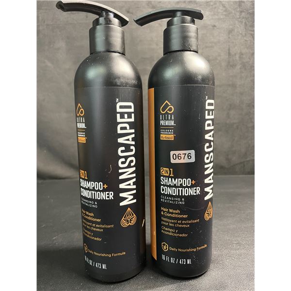 Lot of 2 MANSCAPED 2-in-1 Shampoo+Conditioner (473ml) Cleansing & Revitalizing - New