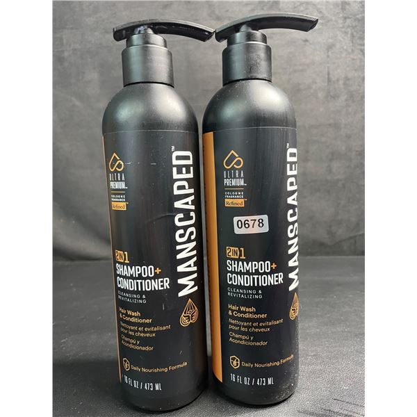 Lot of 2 MANSCAPED 2-in-1 Shampoo+Conditioner (473ml) Cleansing & Revitalizing - New