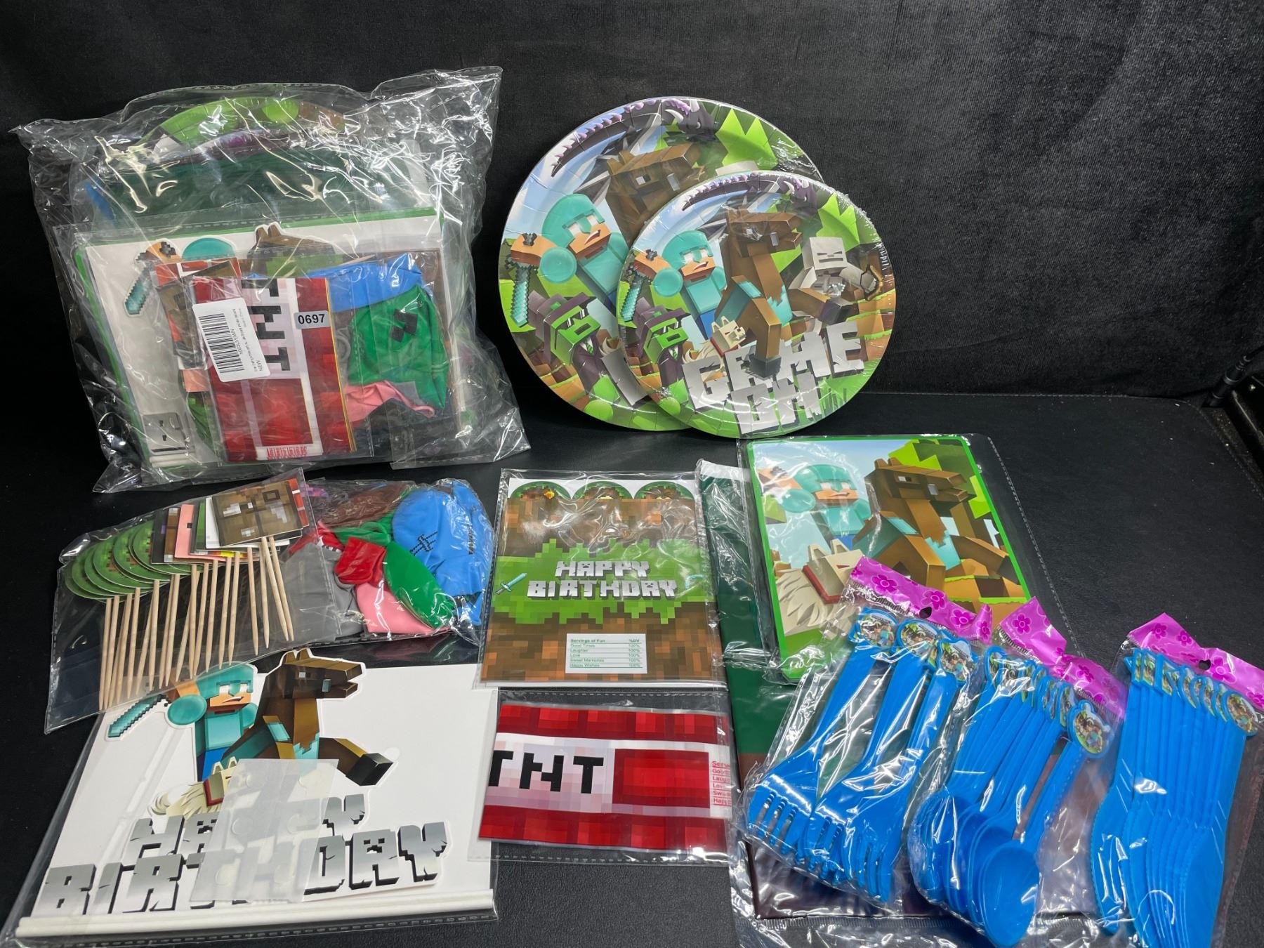 2 Sets of Minecraft Themed Birthday Party Sets - New