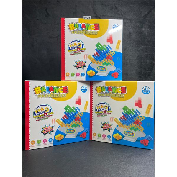 Lot of 3 Balance Building Blocks/Tetra Tower Toy Play Sets - 48pcs Each - Brand New