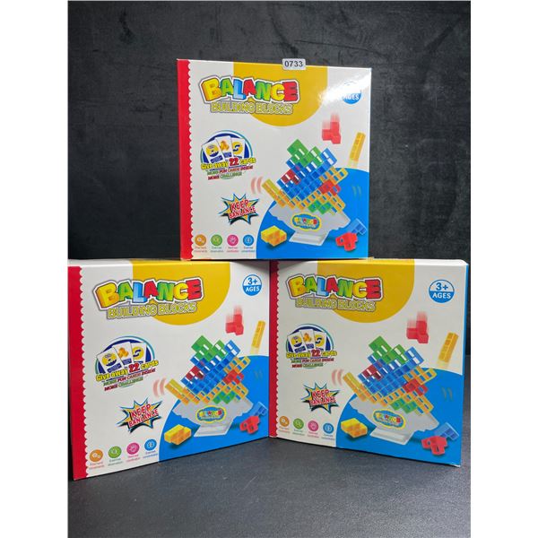Lot of 3 Balance Building Blocks/Tetra Tower Toy Play Sets - 48pcs Each - Brand New