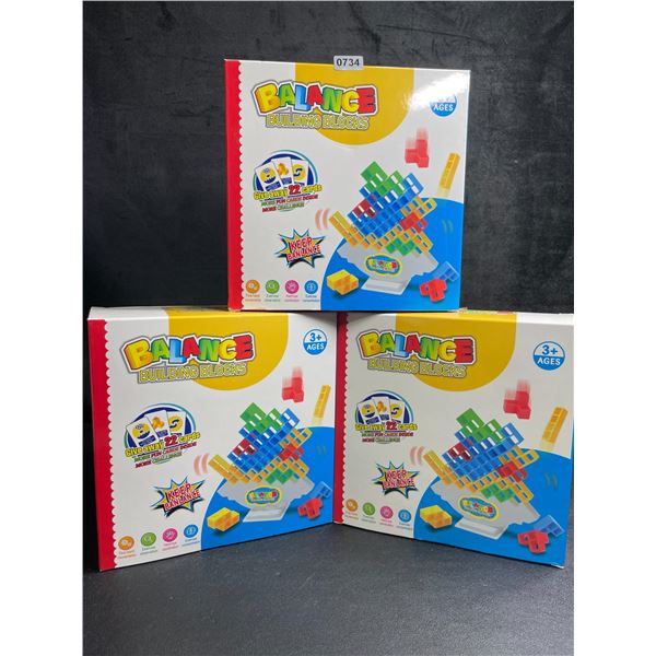 Lot of 3 Balance Building Blocks/Tetra Tower Toy Play Sets - 48pcs Each - Brand New