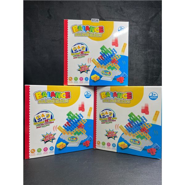 Lot of 3 Balance Building Blocks/Tetra Tower Toy Play Sets - 48pcs Each - Brand New