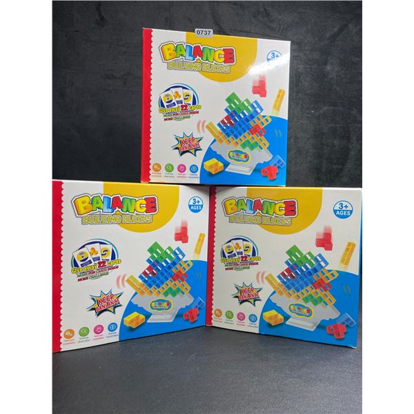 Lot of 3 Balance Building Blocks/Tetra Tower Toy Play Sets - 48pcs Each - Brand New