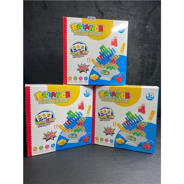 Lot of 3 Balance Building Blocks/Tetra Tower Toy Play Sets - 48pcs Each - Brand New