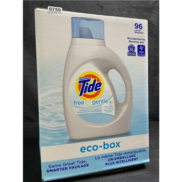 Tide Ultra Concentrated Free & Gentle Eco-Box Liquid Laundry Detergent - 3.1L/96 Loads - New