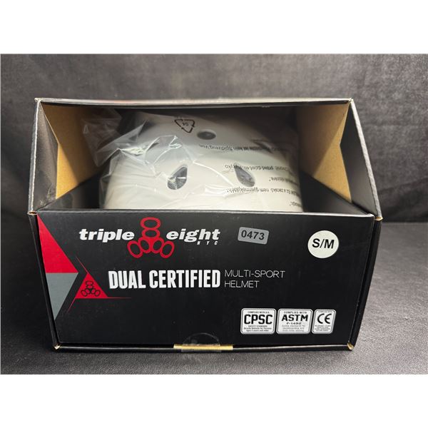 Triple Eight Premium Dual Certified Multi Sport Helmet - White - Size S/M - New