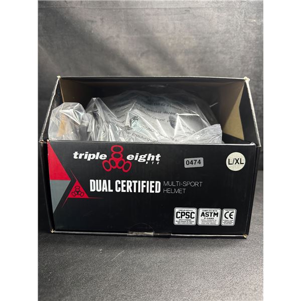 Triple Eight Premium Dual Certified Multi Sport Helmet - Grey - Size L/XL - New