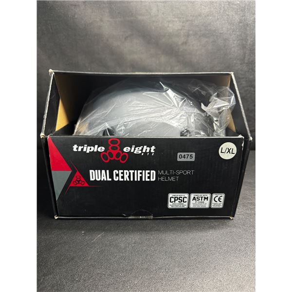 Triple Eight Premium Dual Certified Multi Sport Helmet - Grey - Size L/XL - New